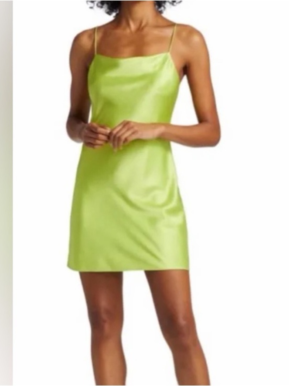 Alice + Olivia Harmony Drape Slip Dress in Neon/Lime Green, Size 4